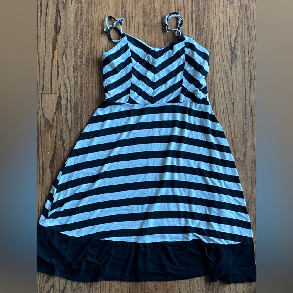 Striped Stretch Black & White Dress